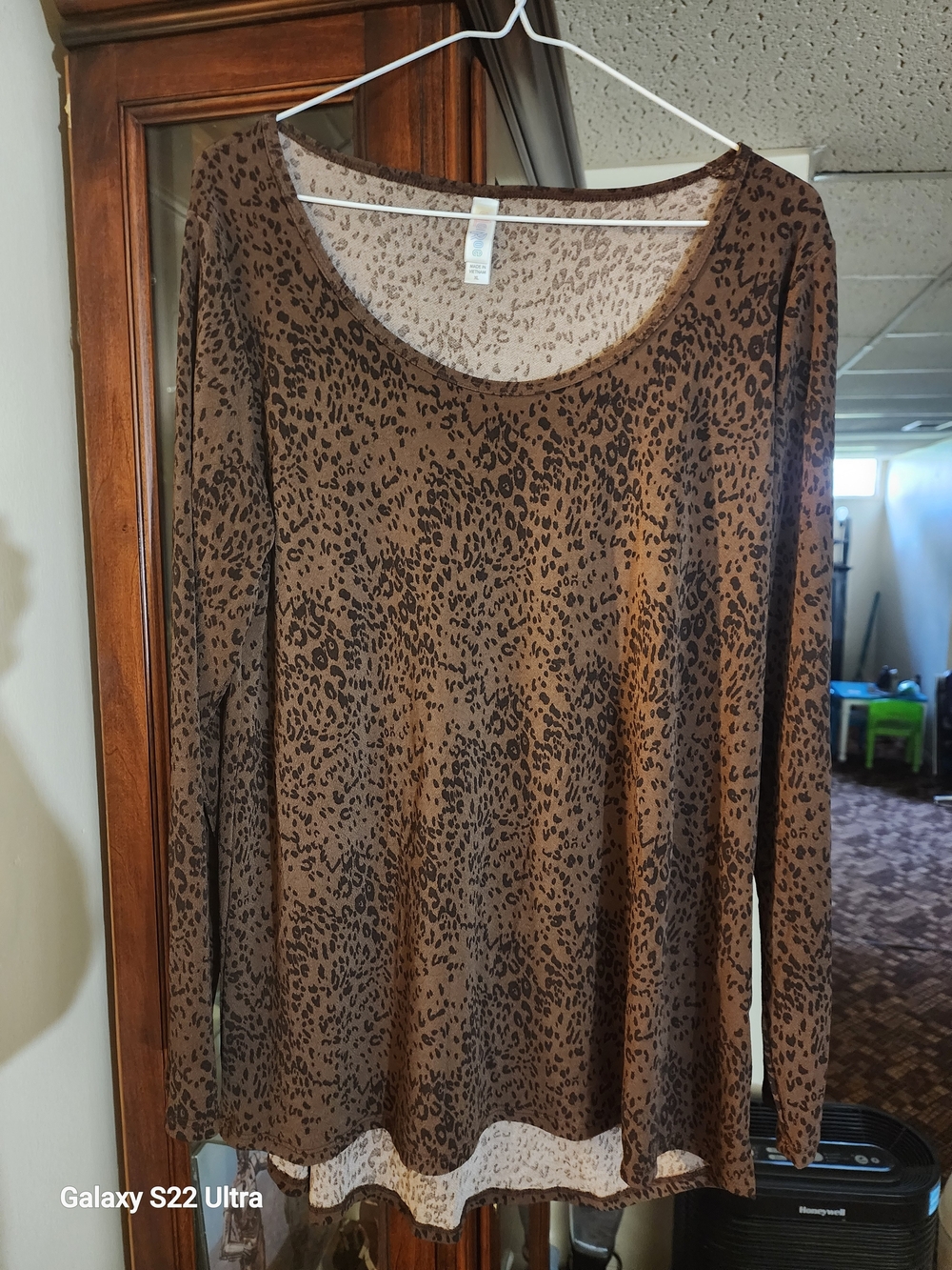 LuLaRoe Animal Print Top in Gray/Brown